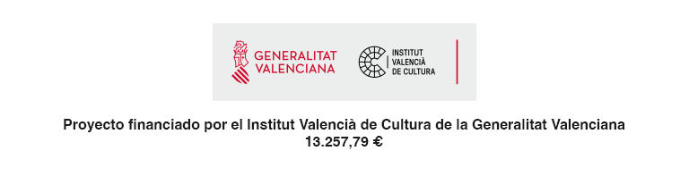 logos + Proyecto financiado por el Insitut Valencià de Cultura de la Generalitat Valenciana: 13.257,79 €